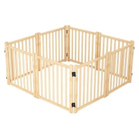 Wooden Freestanding Dog Gates for The House,Dog Gates for Doorways, Stairs,Wood Dog Fences Indoor Pet Gate,Step Over Fence-8 Panel 31"H