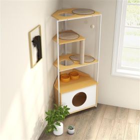 Corner Cat Tower (Option: Wood white)